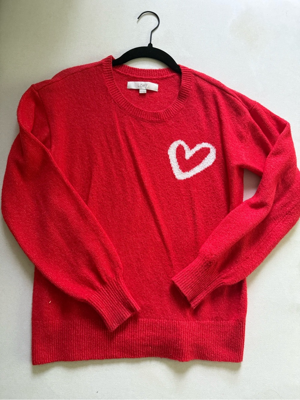 LOFT Crewneck Sweater with Heart Accent